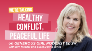 Donna Jones and Kim Moeller recording the Generous Girl Podcast